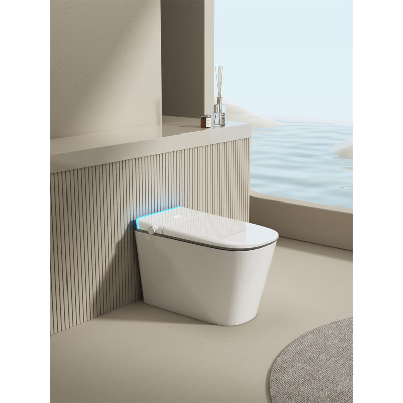 Toilette plate carrée multifonctionnelle avec chasse d'eau automatique avec télécommande / capteur de pied / veilleuse