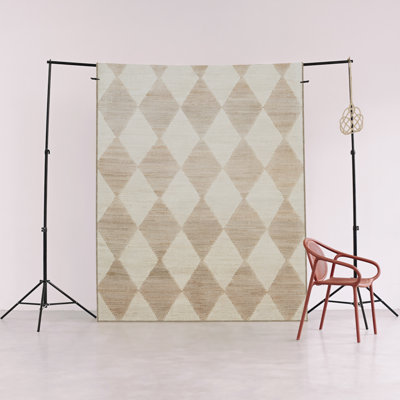 Beige Geometric Patterned Modern Decorative Rug