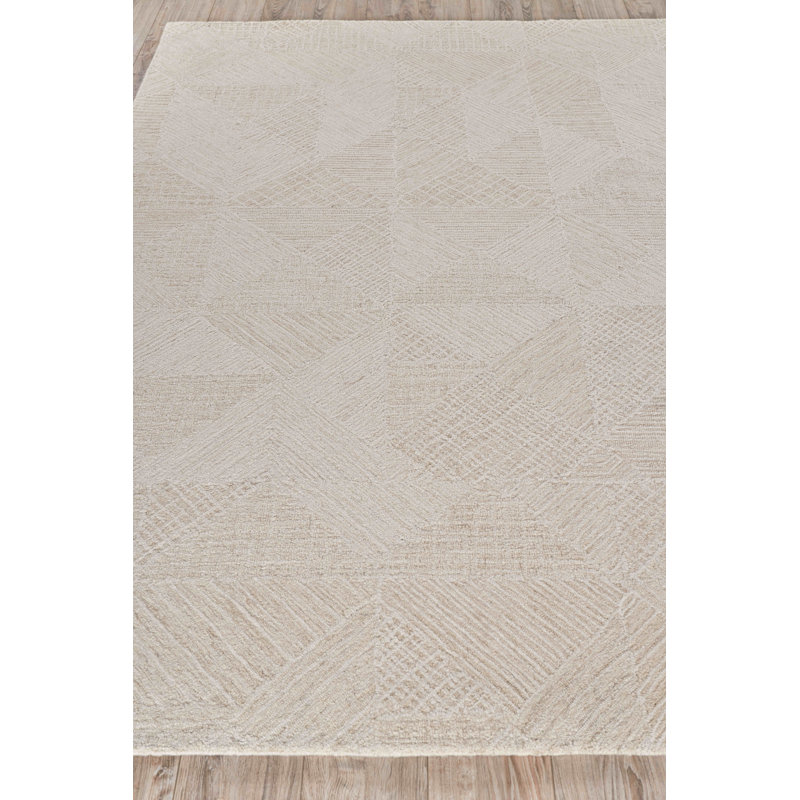 Caprice Geometric Handmade Tufted Area Rug, Beige/Ivory, Rectangle 8' x 10'