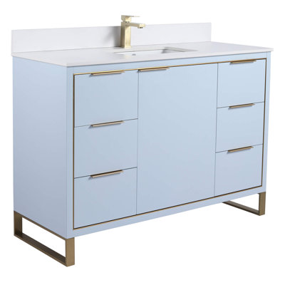 Ensemble de meuble-lavabo simple autoportant 48 po avec plateau en pierre Gery