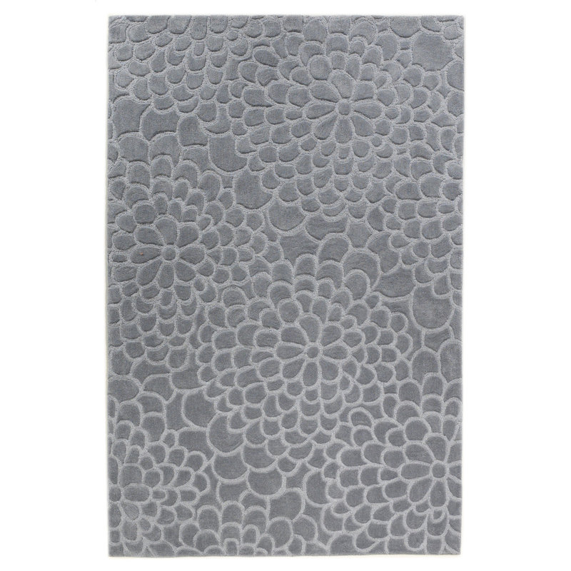 Tapis gris touffeté à la main Marisela, Rectangle 8 pi x 10 pi