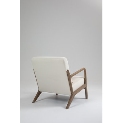 Mid Century Modern Accent Chair with Solid Wood Frame, Upholstered Living Room Chairs with Waist Cushion, Reading Armchair for Bedroom Sunroom