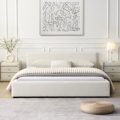 Wane Wide-Edge Upholstered Bed With Wooden Slats by Latitude Run