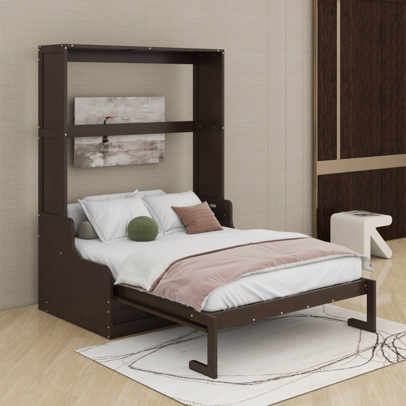 Grand lit escamotable avec coussin, Espresso
