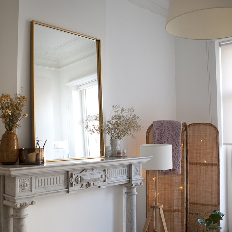 Ophion Metal Flat Wall Mirror, 176cm H x 41cm W, Gold