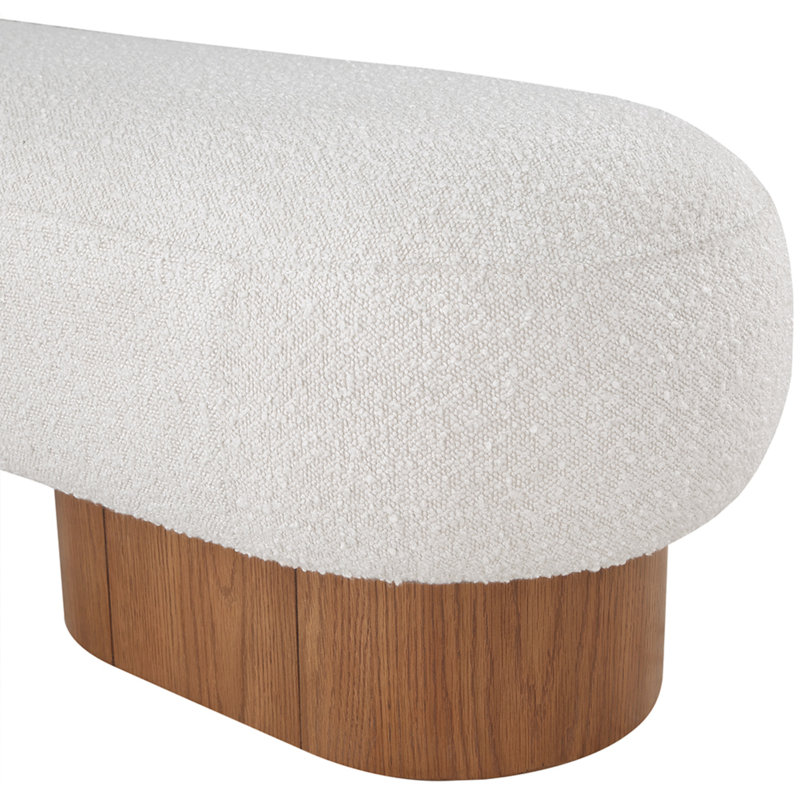 Denyer Fabric Upholstered Bench, Cream Boucle Fabric, Natural