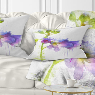 Coussin lombaire en aquarelle eustoma à la main floral