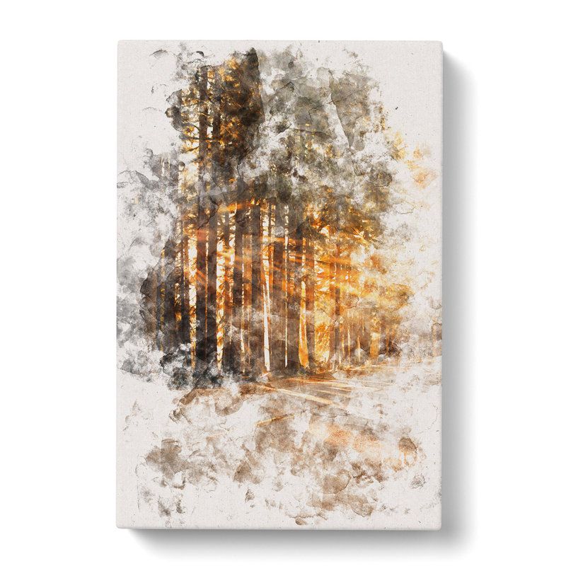 Sunlight Through the Forest - Wrapped Canvas Painting Print, 76cm H x 50cm W x 3cm D
