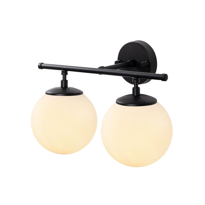 Modern Industrial Wall Lamp, Black & Cream, 14.2 x 9.4 x 6.3 inches | Durable Metal Body with Glass Cap | 2 x E14 Socket (Max 40W, Bulb Not Included) | Stylish Lighting for Scandinavian & Contemporary Décor