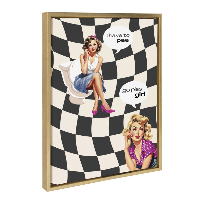«Go Girl Black» par Honey Island Studio, reproduction d'art sur toile encadrée, Or vif