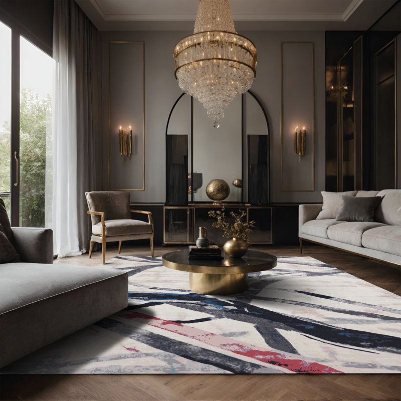 Tapis gris soyeux et moelleux, Rectangle 8 pi x 10 pi