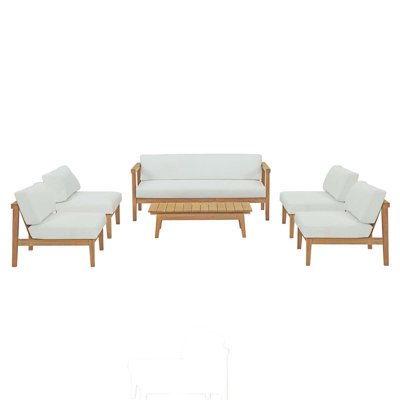 Muret 6 Piece Outdoor Patio Teak Set In Natural White