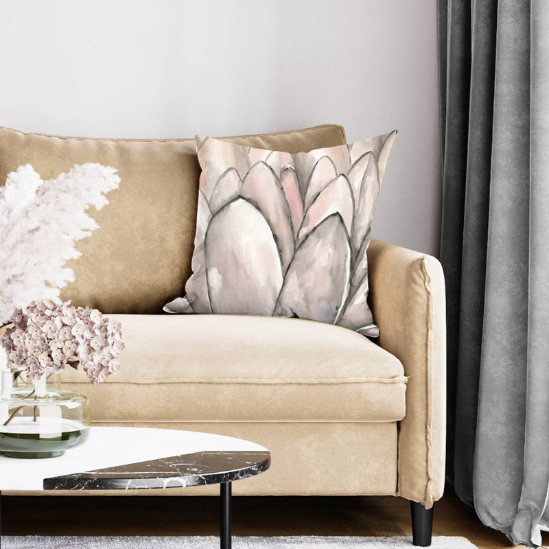 Blush pink flower - 20"x20" Throw pillow cover - Poly twill - Print on demand