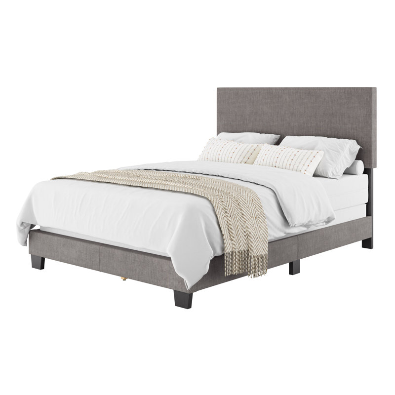 Lit tapissier Arlea, Double, Polyester gris foncé