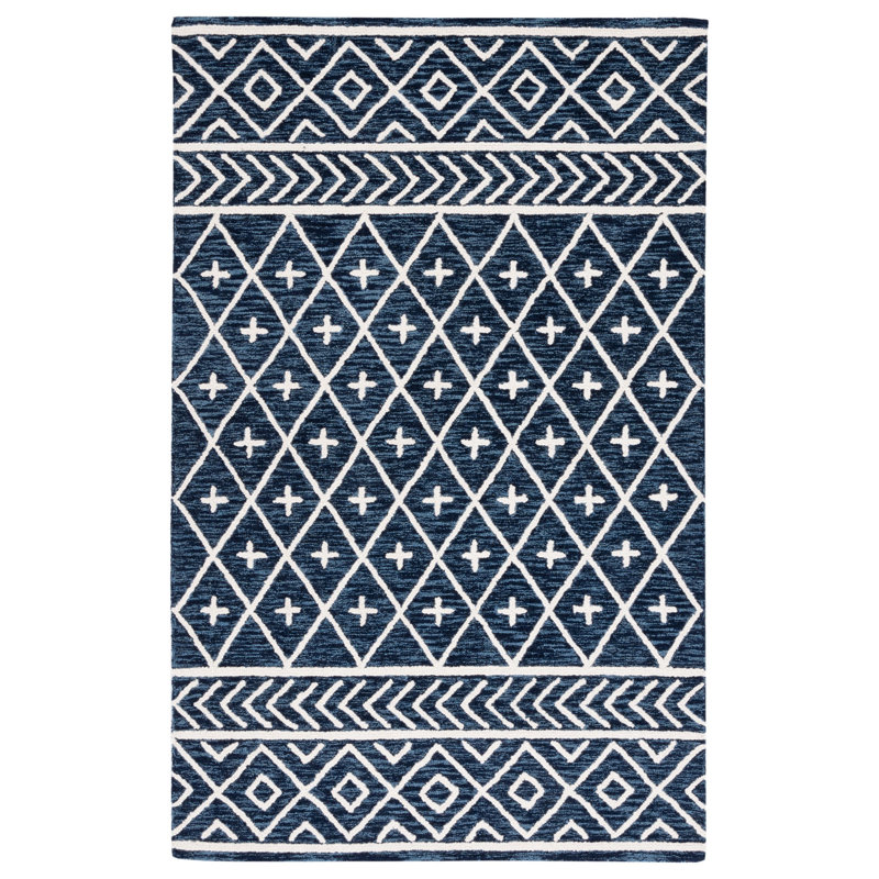 Tapis bleu marine / ivoire Metro 460, Rectangle 4 pi x 6 pi