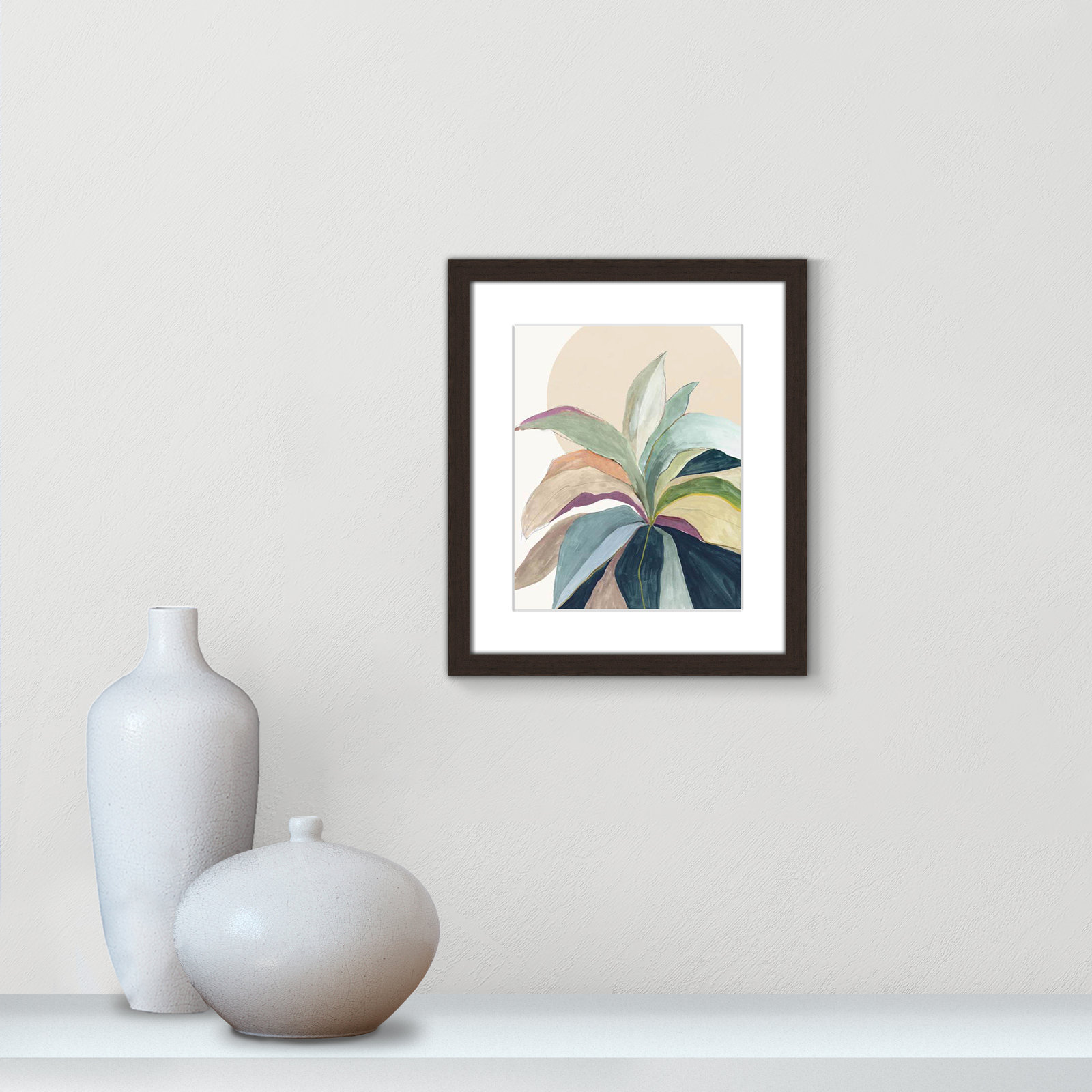 Sherbrooke Sunny Bright Leaves II by Asia Jensen Print, Yes, Walnut Single Picture Frame, 15" H x 13" W x 1.25" D