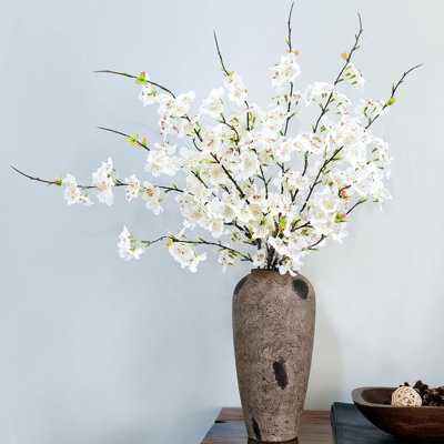 12 branches de cerisier en soie réalistes, pétales faits à la main pour des arrangements de vases, décor floral intérieur / extérieur printemps / hiver