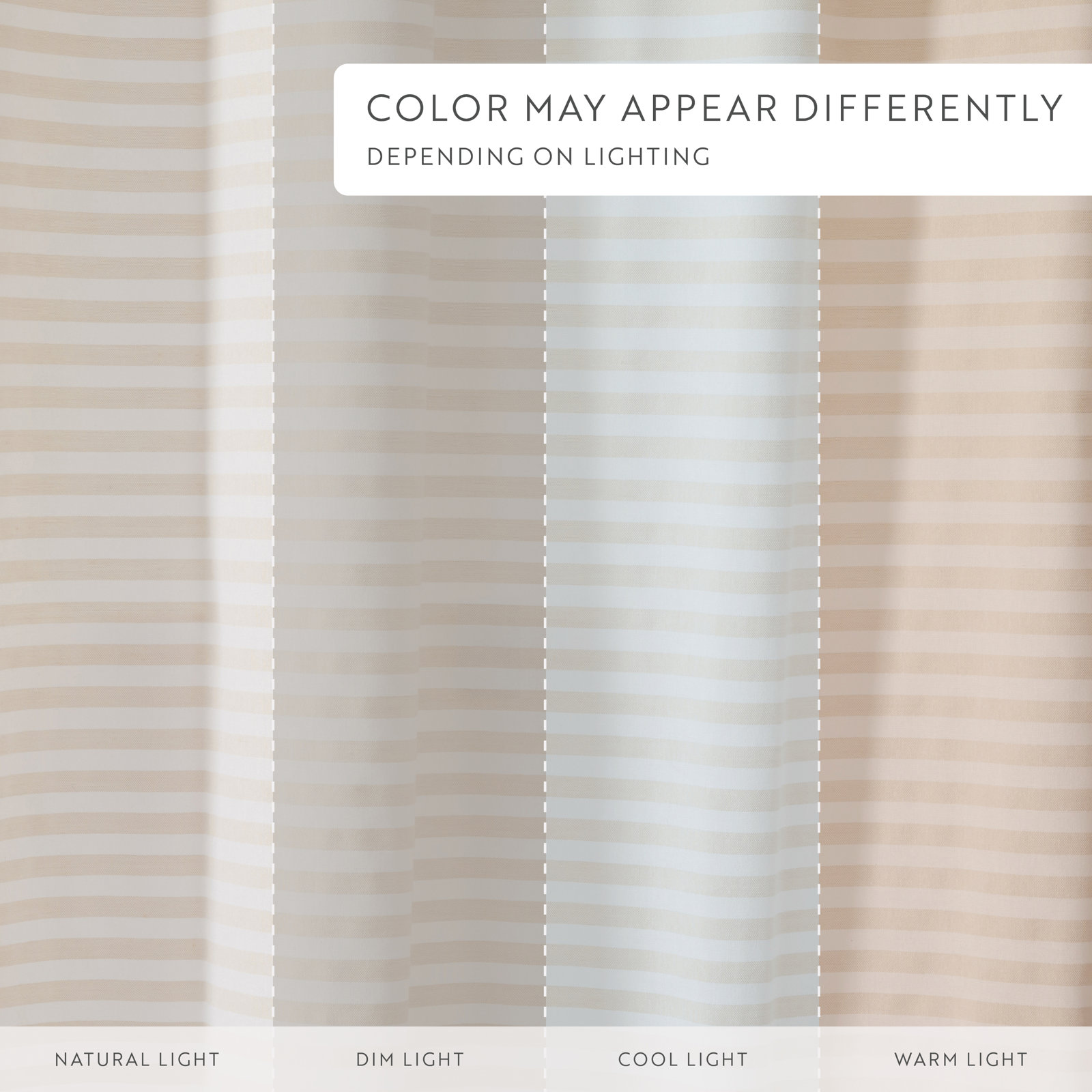 Cotton Blend Shower Curtains, Ivory Striped