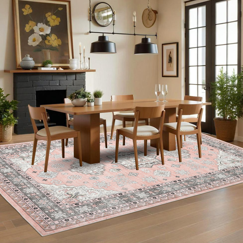Vintage Area Rug for Living Room - Soft Low-Pile, Machine Washable, Non-Slip & Mark Resistant Carpet - Non-Shedding - Bedroom & Dining Decor - 9x12ft (274x366cm), Cream White, US Specs