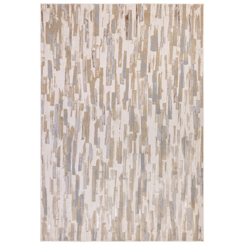 Luxurious Beige Abstract Modern Easy To Clean Rug For Dining Room Bedroom & Living Room, Chenille/Cotton