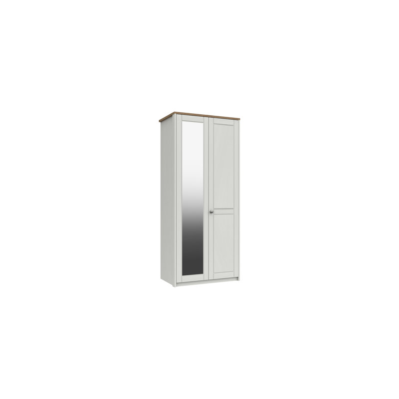 Newhaven 2 Door Manufactured Wood Wardrobe, Natural Rustic Oak/White