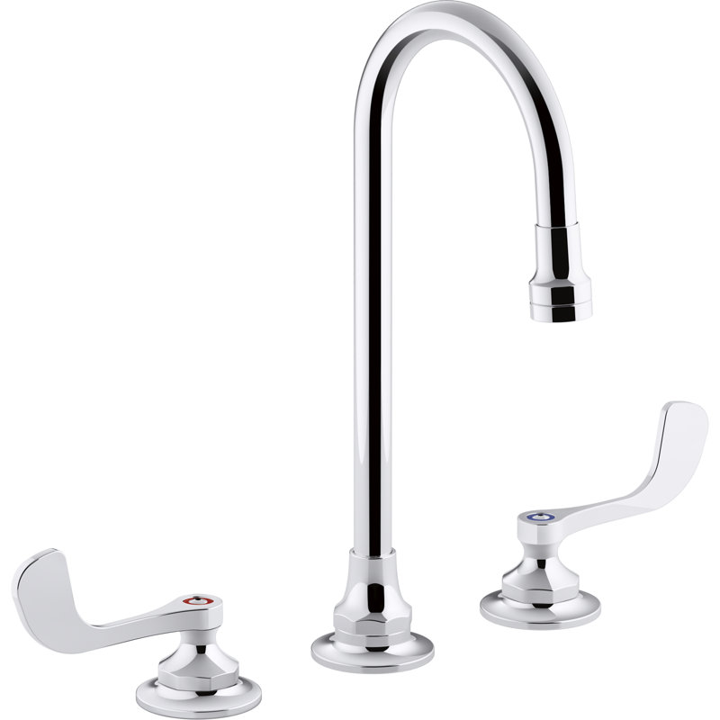 Triton Bowe 1.0 GPM Widespread Bathroom Sink Faucet with Aerated Flow, Gooseneck Spout and Wristblade Handles, Drain Not Included