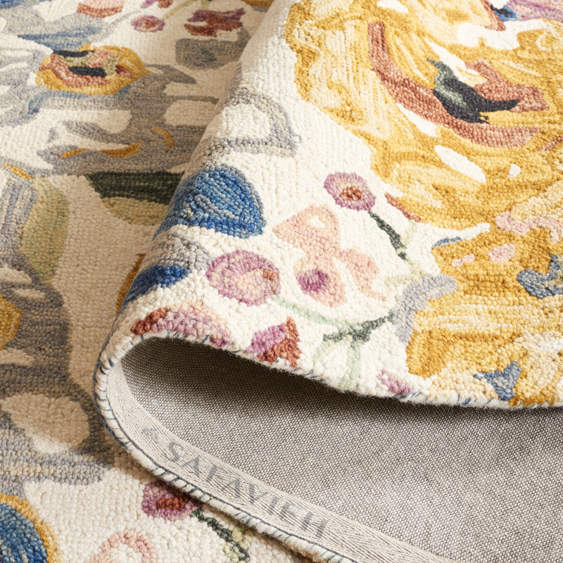 Jardin Hand Tufted Wool/Cotton Floral Rug in Pink/Ivory, Runner 2'3" x 8"