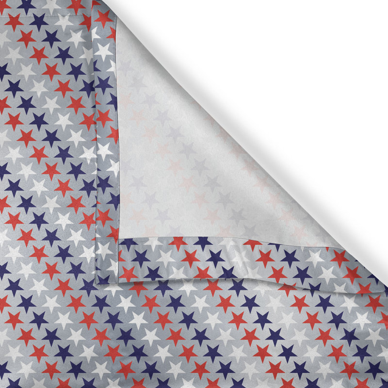 Rideau à œillets à 2 panneaux East Urban Home USA gris 50 po rouge indigo, L 50 po x L 108 po