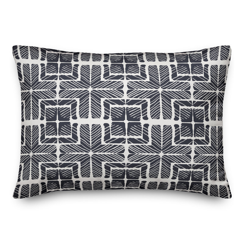  Coussin décoratif à carreaux en polyester pour l'intérieur et l'extérieur, Bleu marine, H 18 po x l 25 po