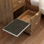 Meuble-lavabo compact 3 en 1 avec miroir rabattable, rangement et tabouret roulant