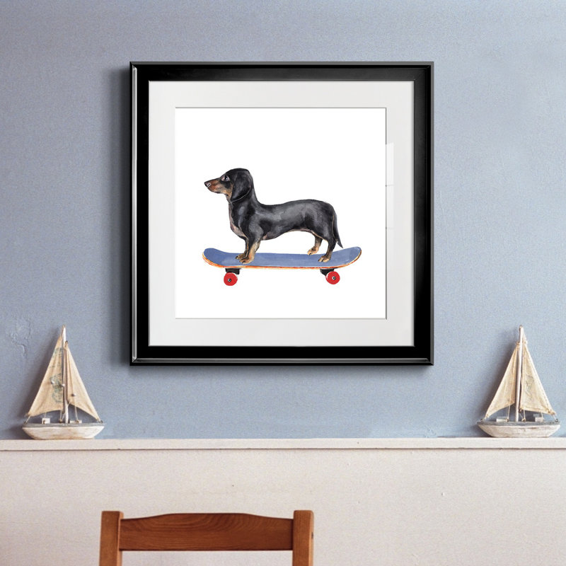 «Pups On Wheels II», reproduction encadrée de qualité supérieure - prête à être accrochée, H 26,5 po x l 26,5 po x P 1,5 po