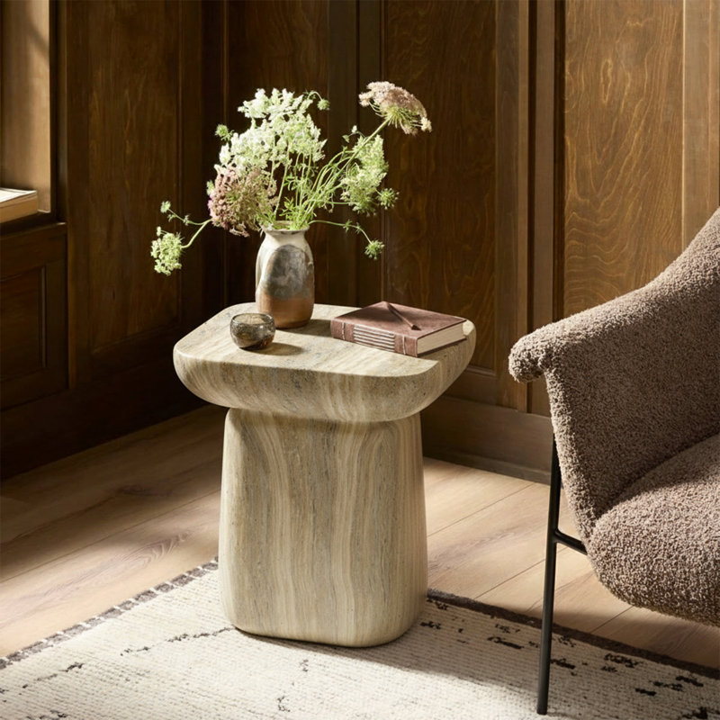 Table de bout moderne en béton 19,75 po Avin Alduara, Pierre