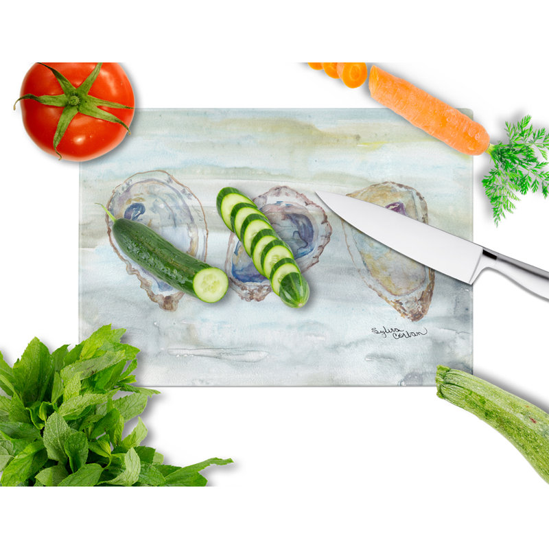 Caroline's Treasures Tempered Glass Oysters Cutting Board