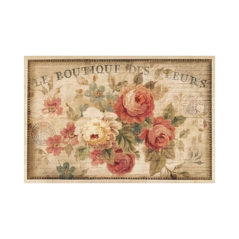 Parisian Flowers III - Print on Canvas, Wrapped Canvas, 20.32 cm H x 30.48 cm W