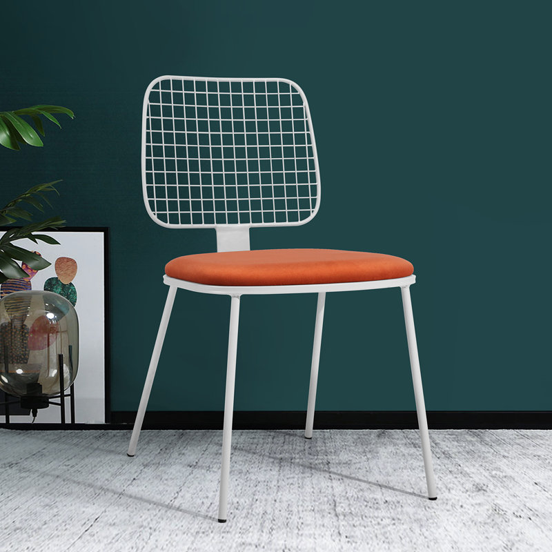 Acadian 46cm H Microfiber / Microsuede Upholstered Side Chair in Grey, White, Orange