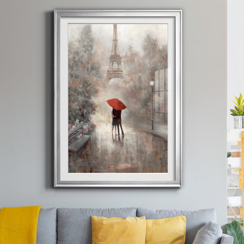 Paris in the Mist - reproduction d'art sur papier encadrée, Papier avec cadre argenté, H 22,5 po x l 30,5 po x P 1,5 po