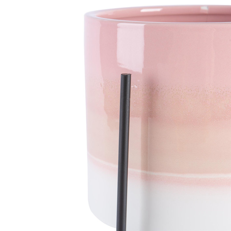 Nicola Spring - Reactive Glaze Plant Pots on Stands - 19cm, Pink/Black