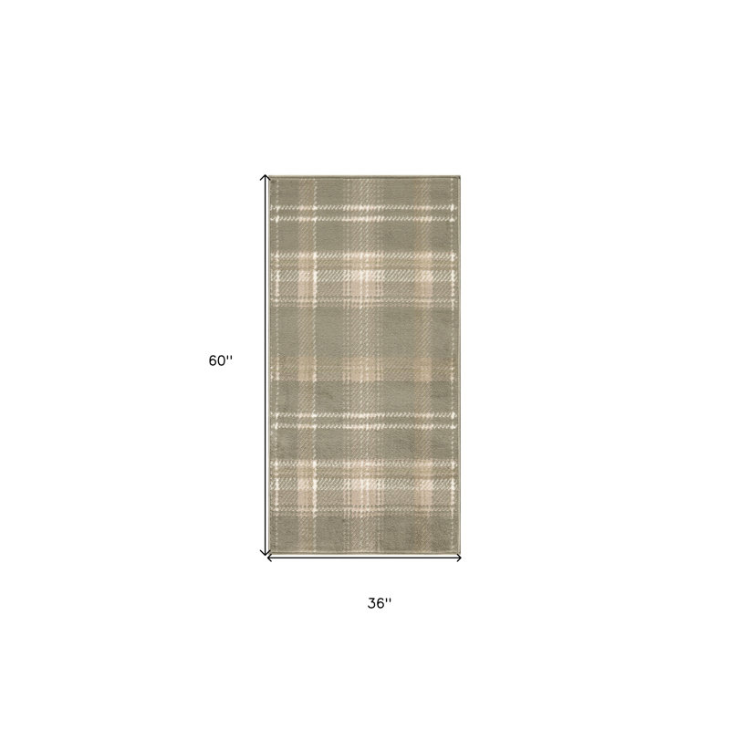Tapis vert olive à motif écossais 3 pi x 5 pi