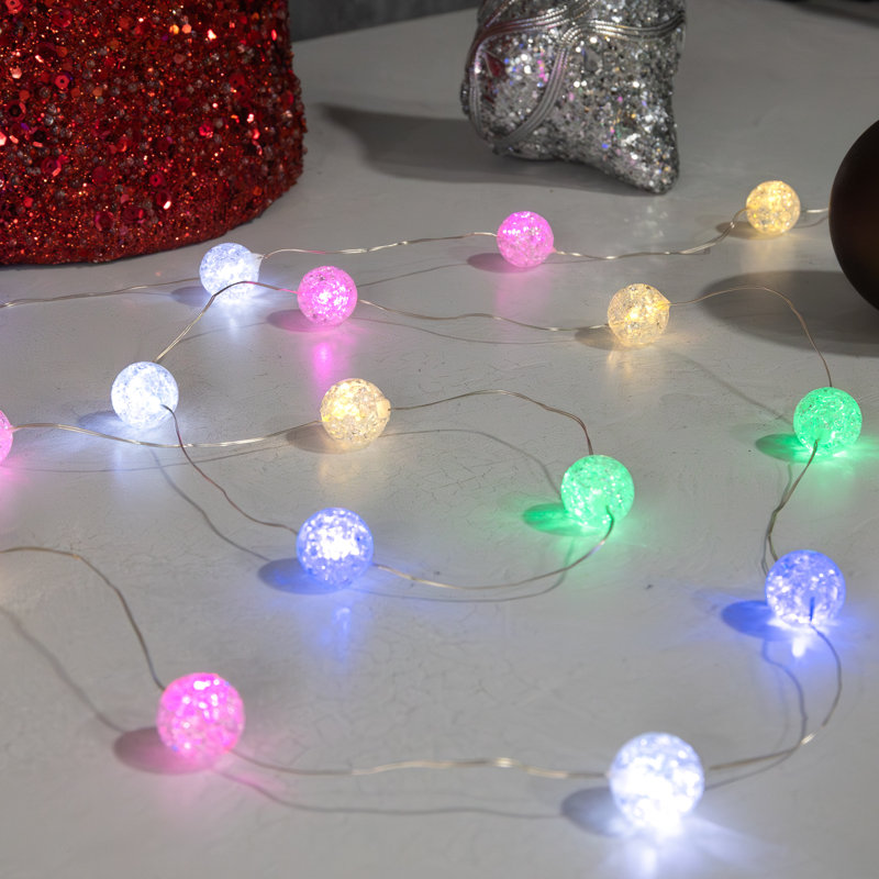 Guirlande lumineuse à piles avec globes craquelés - 2 unités, Multi