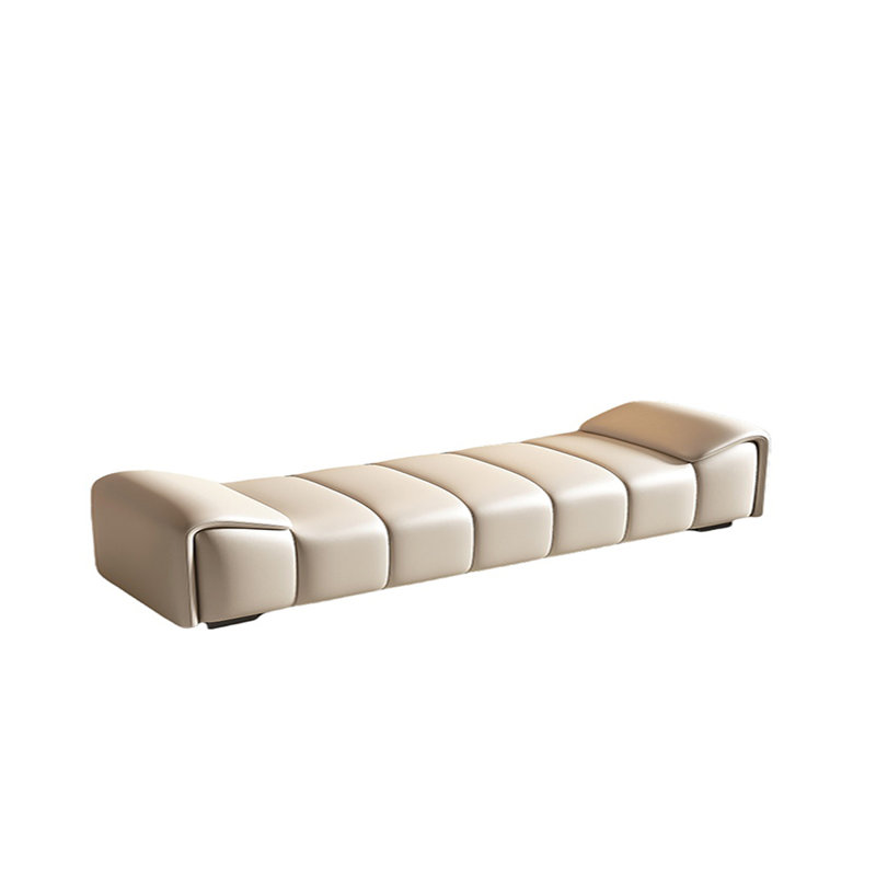 Reshunda Leather Match Upholstered Bench, Cream, 20.47" H x 70.86" W x 19.68" D