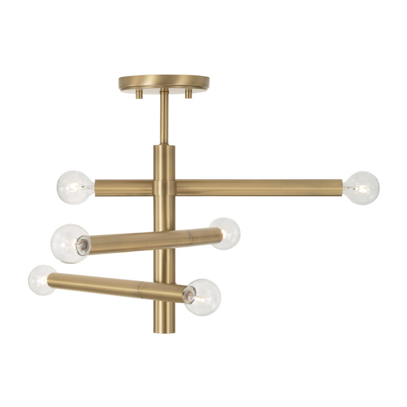 Zane Semi Flush Mount, Aged Brass