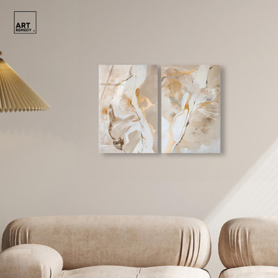 Luxe Abstract Duo Gold Art 2 Panel Set Acrylic Print by 