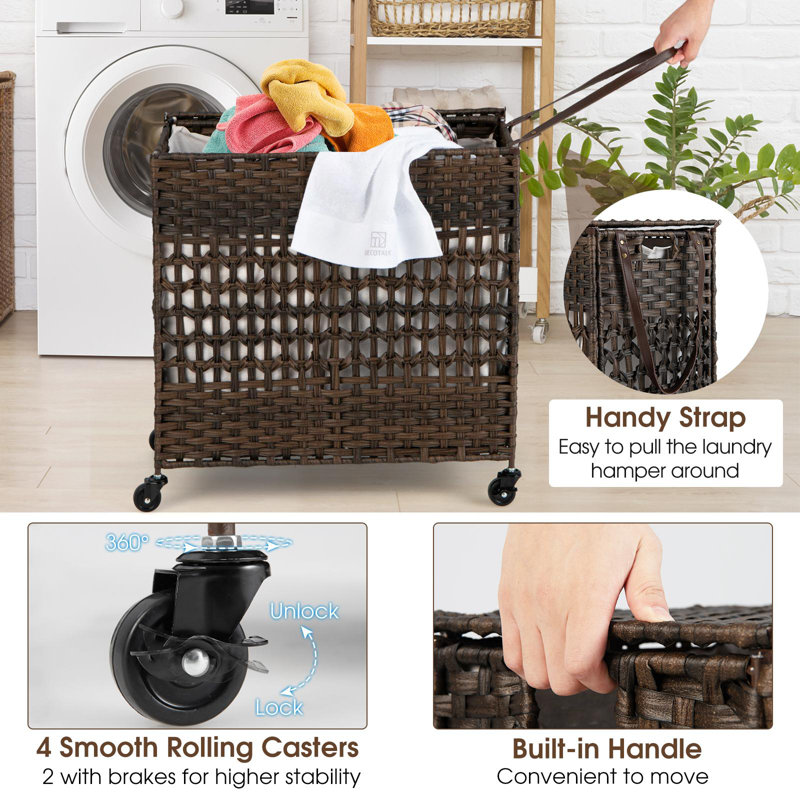 Rolling Laundry Hamper with Handles