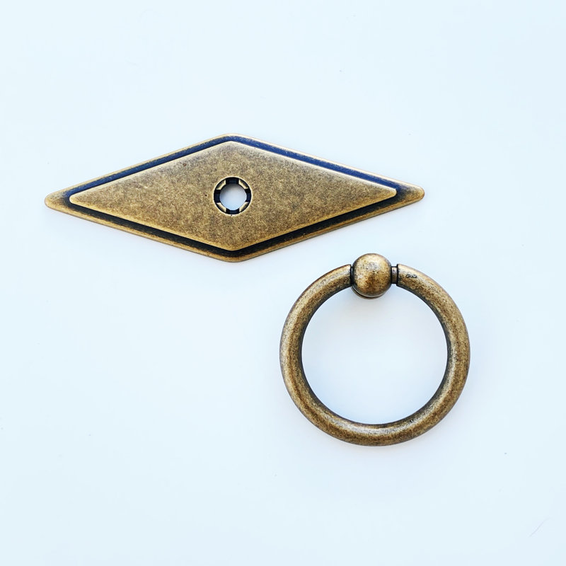 Rhombus Drawer Large Ring Pull, Antique Bronze