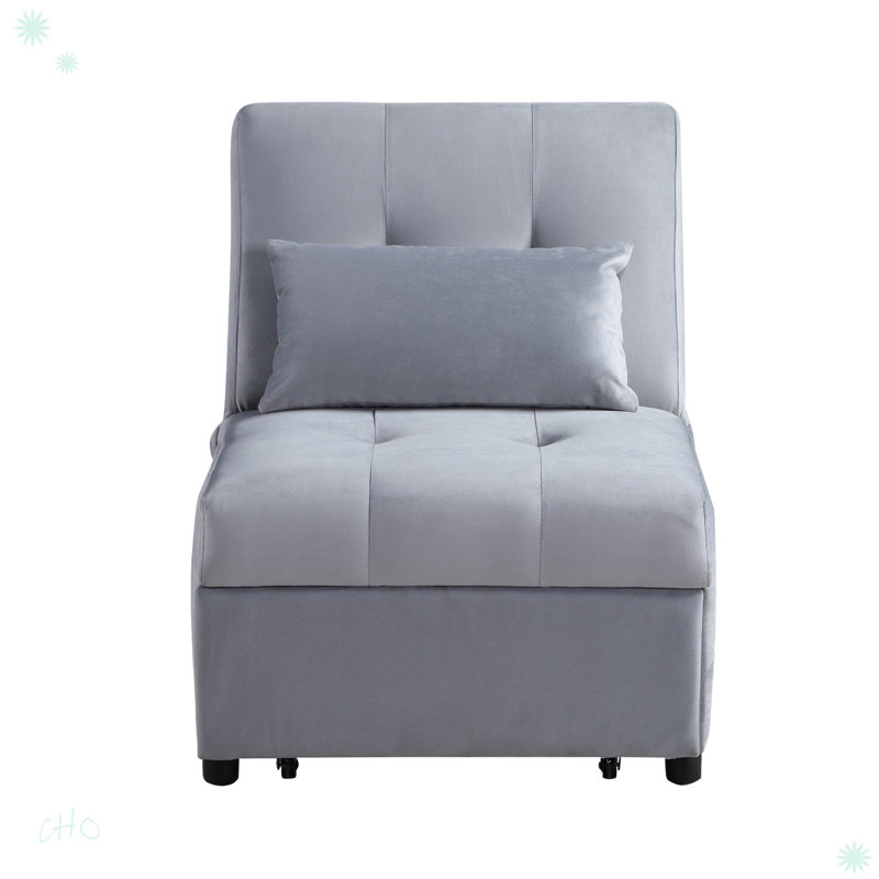Alaisia 45.5" Modern & Contemporary Storage Bench with Velvet Fabric Upholstery, Adjustable Top, Pull-Out Ottoman