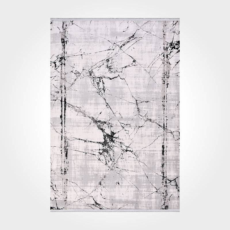 Tapis gris moderne / abstrait lavable à la machine
