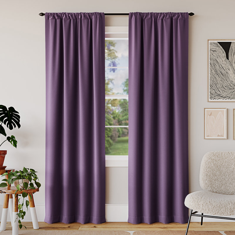 Rianna Theater Grade Extreme 100% Blackout Rod Pocket Curtain Panel, Amethyst Purple, 40" W x 84" L