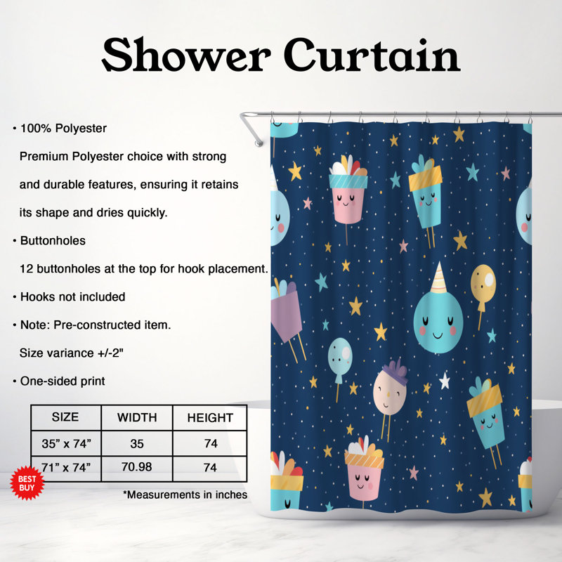 Rideau de douche Celebration Delight - Premium, H 74 po x l 71 po
