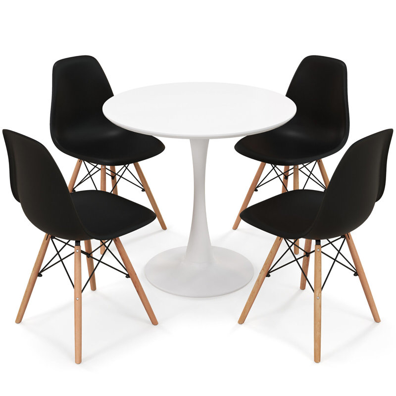 Keimari 4 - Person Pedestal Dining Set, Black