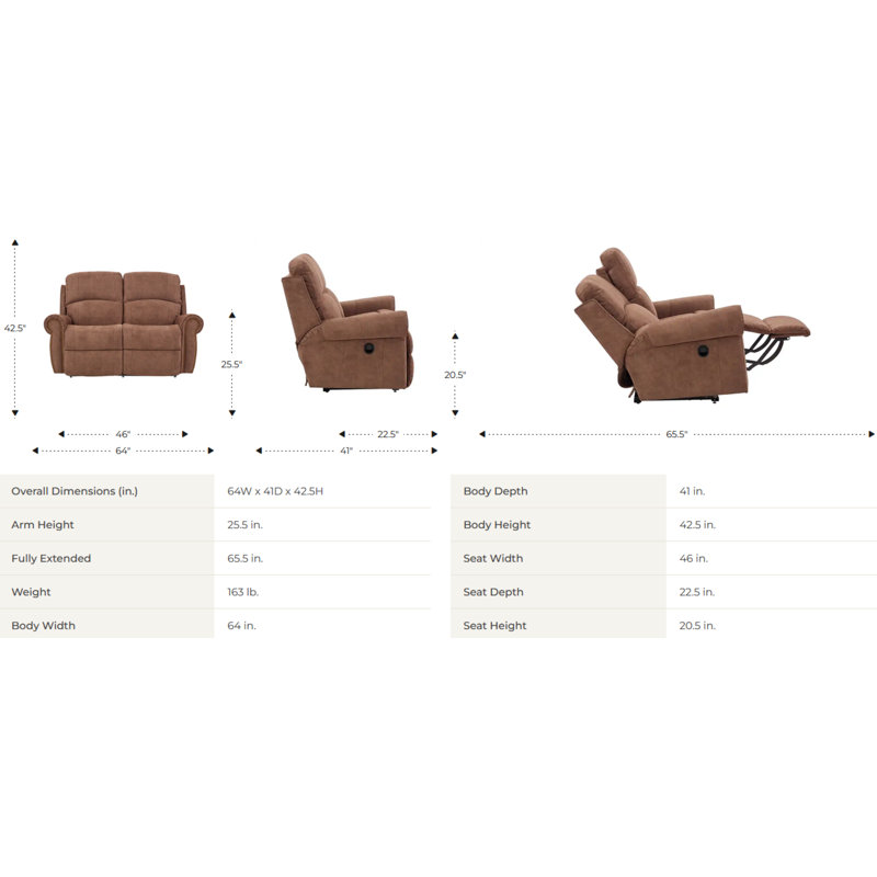 Causeuse inclinable Dutton avec tissu Clean®
